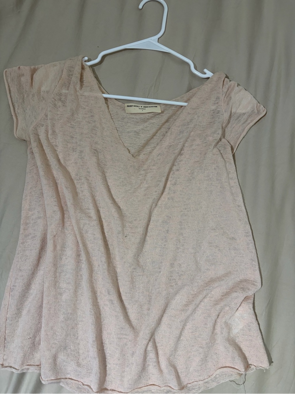 Project Social T Pale Blush V-Neck Short Sleeve Tee